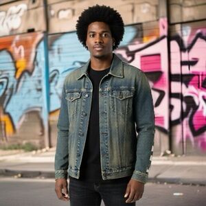 GAP Distressed Denim Jacket. 100% Cotton.